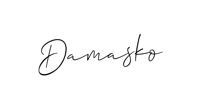 Use a signature maker to create a handwritten signature online. With this signature software, you can design (Allison_Script) your own signature for name Damasko. Damasko signature style 2 images and pictures png