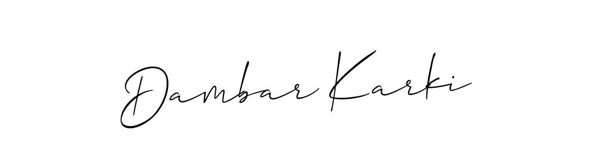 Similarly Allison_Script is the best handwritten signature design. Signature creator online .You can use it as an online autograph creator for name Dambar Karki. Dambar Karki signature style 2 images and pictures png
