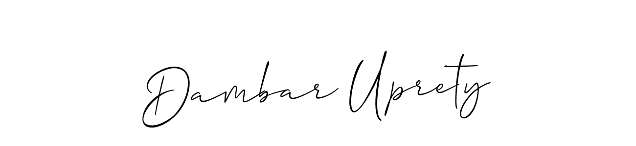 Create a beautiful signature design for name Dambar Uprety. With this signature (Allison_Script) fonts, you can make a handwritten signature for free. Dambar Uprety signature style 2 images and pictures png