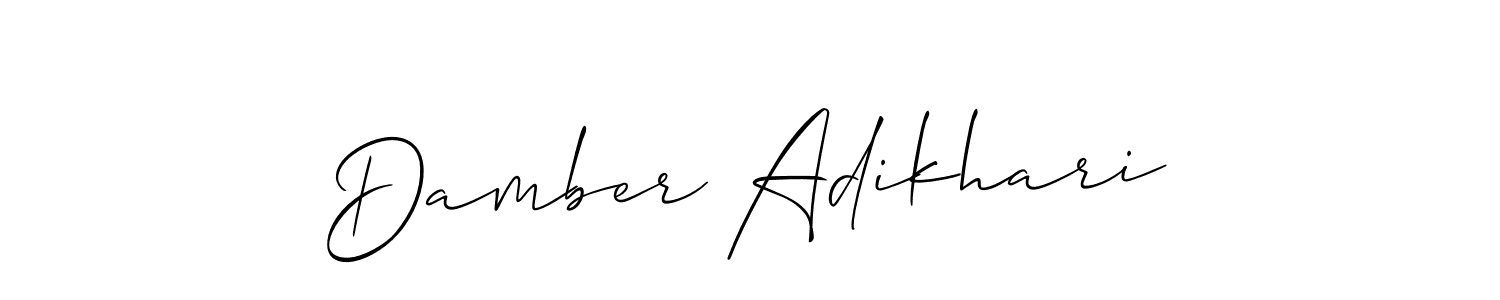 Make a short Damber Adikhari signature style. Manage your documents anywhere anytime using Allison_Script. Create and add eSignatures, submit forms, share and send files easily. Damber Adikhari signature style 2 images and pictures png