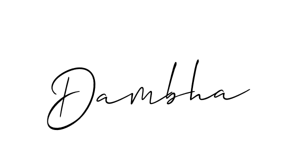 Use a signature maker to create a handwritten signature online. With this signature software, you can design (Allison_Script) your own signature for name Dambha. Dambha signature style 2 images and pictures png