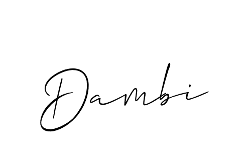 Design your own signature with our free online signature maker. With this signature software, you can create a handwritten (Allison_Script) signature for name Dambi. Dambi signature style 2 images and pictures png