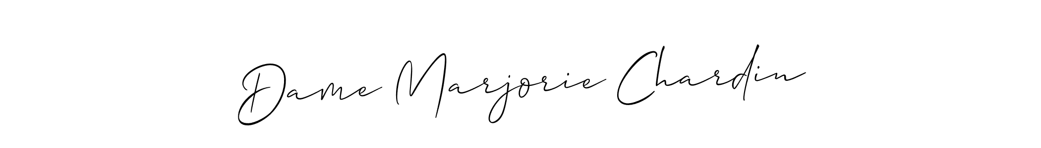 You should practise on your own different ways (Allison_Script) to write your name (Dame Marjorie Chardin) in signature. don't let someone else do it for you. Dame Marjorie Chardin signature style 2 images and pictures png