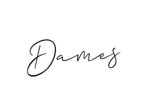 Make a beautiful signature design for name Dames. With this signature (Allison_Script) style, you can create a handwritten signature for free. Dames signature style 2 images and pictures png