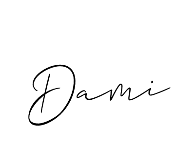 Make a beautiful signature design for name Dami. With this signature (Allison_Script) style, you can create a handwritten signature for free. Dami signature style 2 images and pictures png