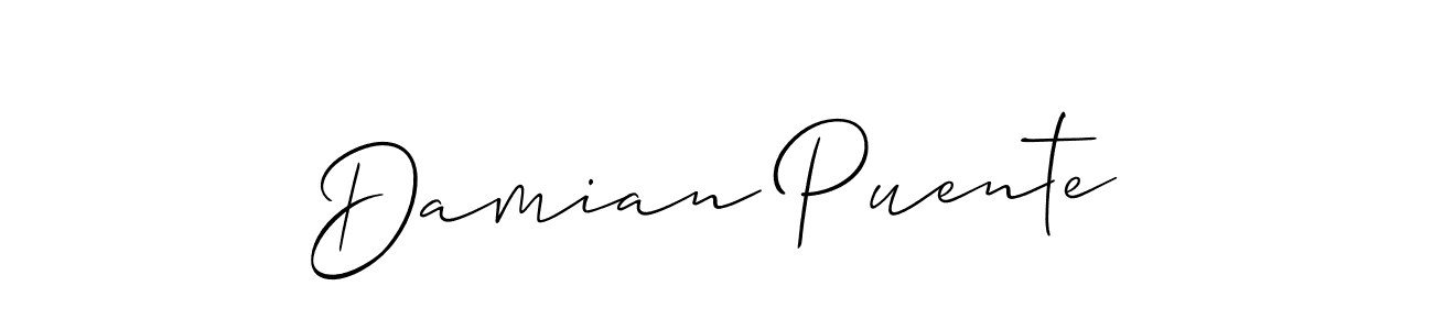 Make a short Damian Puente signature style. Manage your documents anywhere anytime using Allison_Script. Create and add eSignatures, submit forms, share and send files easily. Damian Puente signature style 2 images and pictures png