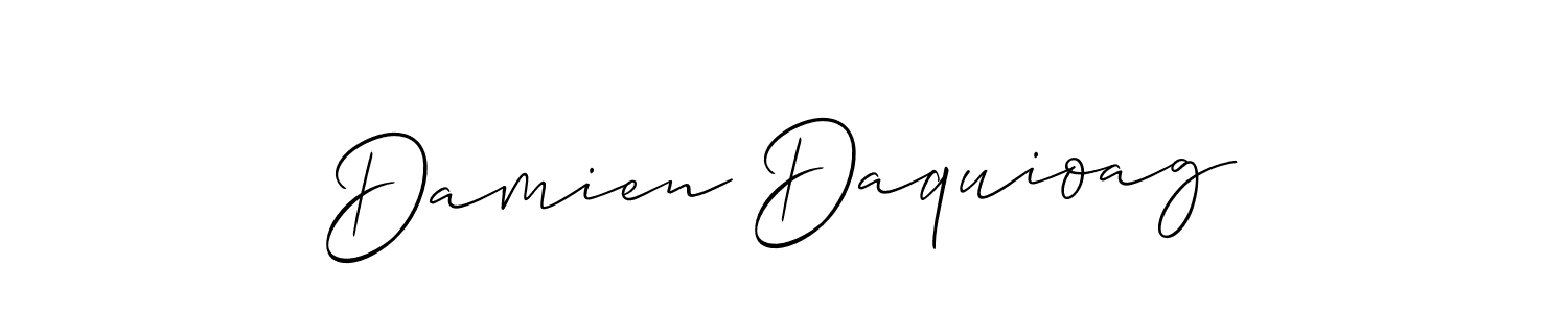 Use a signature maker to create a handwritten signature online. With this signature software, you can design (Allison_Script) your own signature for name Damien Daquioag. Damien Daquioag signature style 2 images and pictures png