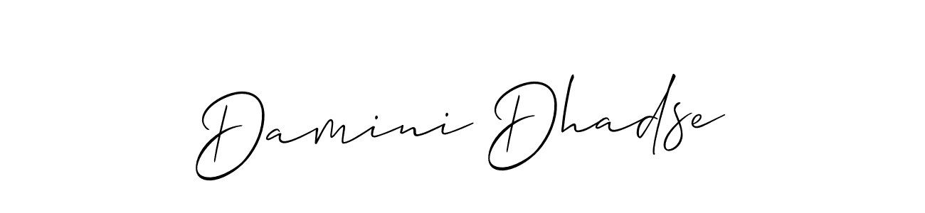 You can use this online signature creator to create a handwritten signature for the name Damini Dhadse. This is the best online autograph maker. Damini Dhadse signature style 2 images and pictures png