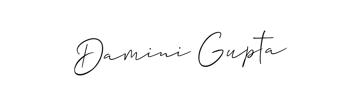 The best way (Allison_Script) to make a short signature is to pick only two or three words in your name. The name Damini Gupta include a total of six letters. For converting this name. Damini Gupta signature style 2 images and pictures png