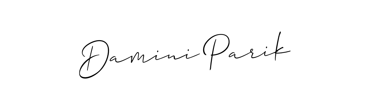 How to make Damini Parik name signature. Use Allison_Script style for creating short signs online. This is the latest handwritten sign. Damini Parik signature style 2 images and pictures png