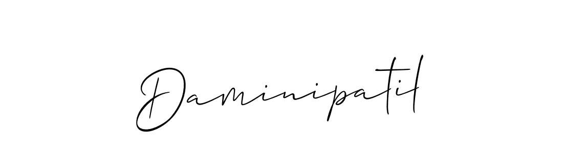 The best way (Allison_Script) to make a short signature is to pick only two or three words in your name. The name Daminipatil include a total of six letters. For converting this name. Daminipatil signature style 2 images and pictures png