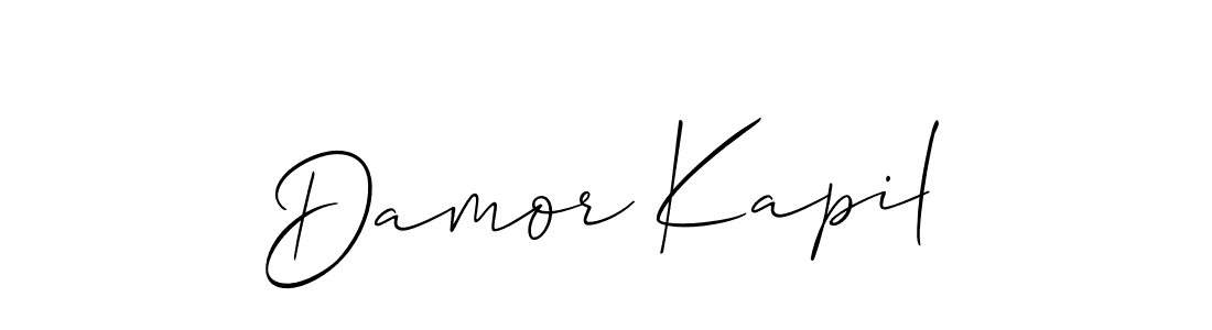 The best way (Allison_Script) to make a short signature is to pick only two or three words in your name. The name Damor Kapil include a total of six letters. For converting this name. Damor Kapil signature style 2 images and pictures png