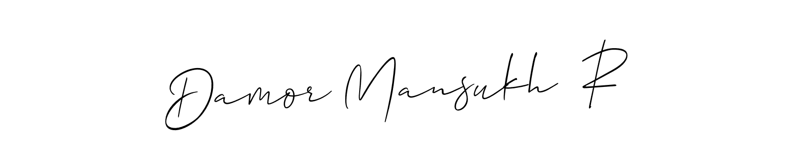 Make a beautiful signature design for name Damor Mansukh  R. With this signature (Allison_Script) style, you can create a handwritten signature for free. Damor Mansukh  R signature style 2 images and pictures png