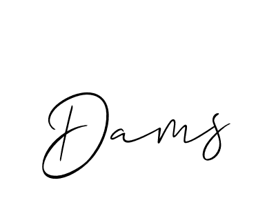 Use a signature maker to create a handwritten signature online. With this signature software, you can design (Allison_Script) your own signature for name Dams. Dams signature style 2 images and pictures png