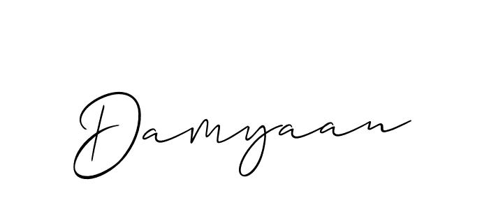 Design your own signature with our free online signature maker. With this signature software, you can create a handwritten (Allison_Script) signature for name Damyaan. Damyaan signature style 2 images and pictures png