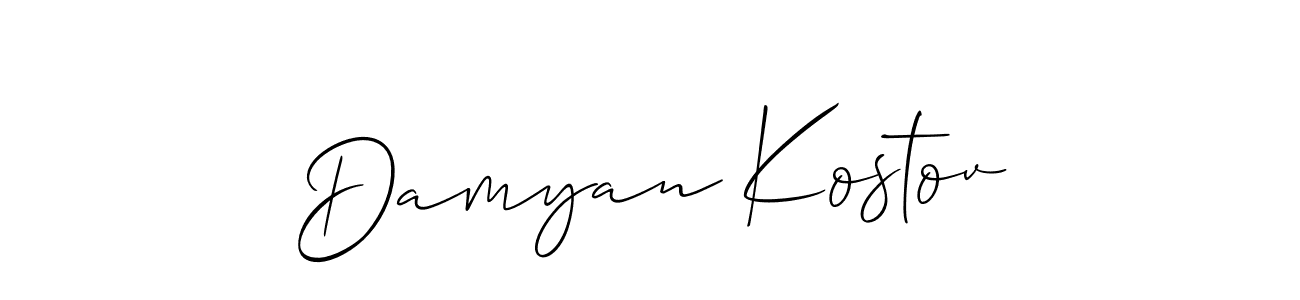 Create a beautiful signature design for name Damyan Kostov. With this signature (Allison_Script) fonts, you can make a handwritten signature for free. Damyan Kostov signature style 2 images and pictures png