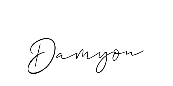 Create a beautiful signature design for name Damyon. With this signature (Allison_Script) fonts, you can make a handwritten signature for free. Damyon signature style 2 images and pictures png