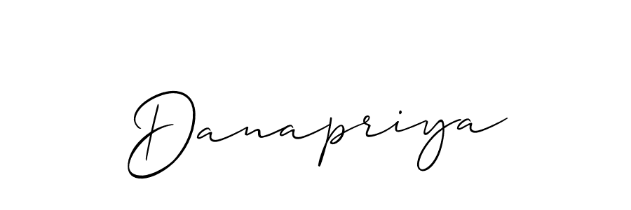 Use a signature maker to create a handwritten signature online. With this signature software, you can design (Allison_Script) your own signature for name Danapriya. Danapriya signature style 2 images and pictures png