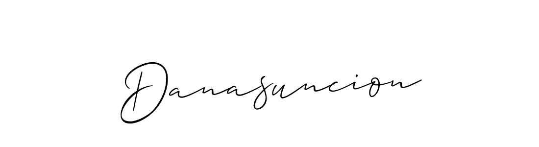 The best way (Allison_Script) to make a short signature is to pick only two or three words in your name. The name Danasuncion include a total of six letters. For converting this name. Danasuncion signature style 2 images and pictures png
