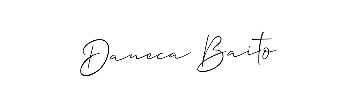 Make a beautiful signature design for name Daneca Baito. With this signature (Allison_Script) style, you can create a handwritten signature for free. Daneca Baito signature style 2 images and pictures png