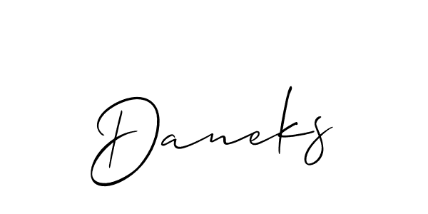 Use a signature maker to create a handwritten signature online. With this signature software, you can design (Allison_Script) your own signature for name Daneks. Daneks signature style 2 images and pictures png