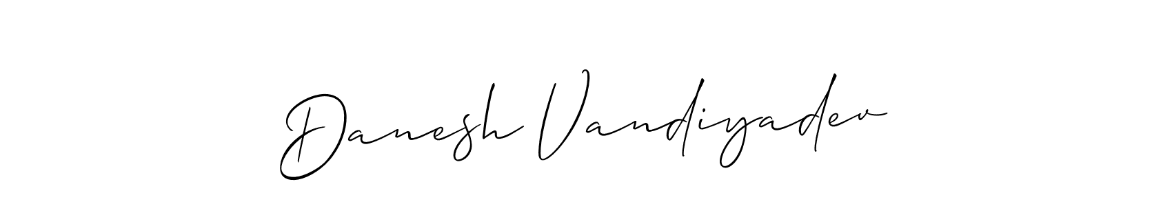 Allison_Script is a professional signature style that is perfect for those who want to add a touch of class to their signature. It is also a great choice for those who want to make their signature more unique. Get Danesh Vandiyadev name to fancy signature for free. Danesh Vandiyadev signature style 2 images and pictures png