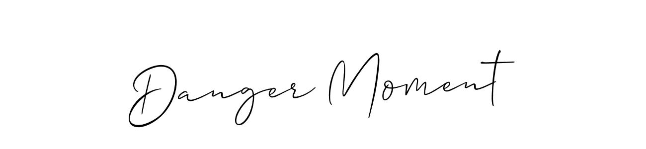 The best way (Allison_Script) to make a short signature is to pick only two or three words in your name. The name Danger Moment include a total of six letters. For converting this name. Danger Moment signature style 2 images and pictures png