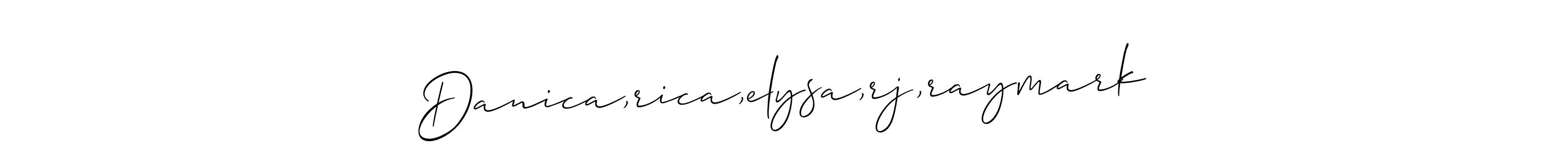 It looks lik you need a new signature style for name Danica,rica,elysa,rj,raymark. Design unique handwritten (Allison_Script) signature with our free signature maker in just a few clicks. Danica,rica,elysa,rj,raymark signature style 2 images and pictures png