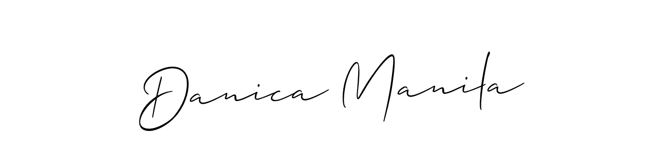 The best way (Allison_Script) to make a short signature is to pick only two or three words in your name. The name Danica Manila include a total of six letters. For converting this name. Danica Manila signature style 2 images and pictures png