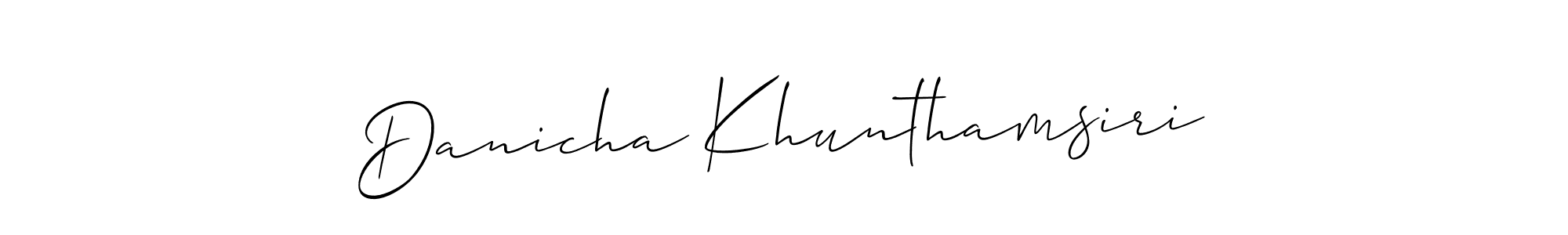 How to make Danicha Khunthamsiri name signature. Use Allison_Script style for creating short signs online. This is the latest handwritten sign. Danicha Khunthamsiri signature style 2 images and pictures png