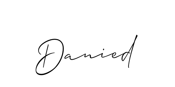 Make a short Danied signature style. Manage your documents anywhere anytime using Allison_Script. Create and add eSignatures, submit forms, share and send files easily. Danied signature style 2 images and pictures png