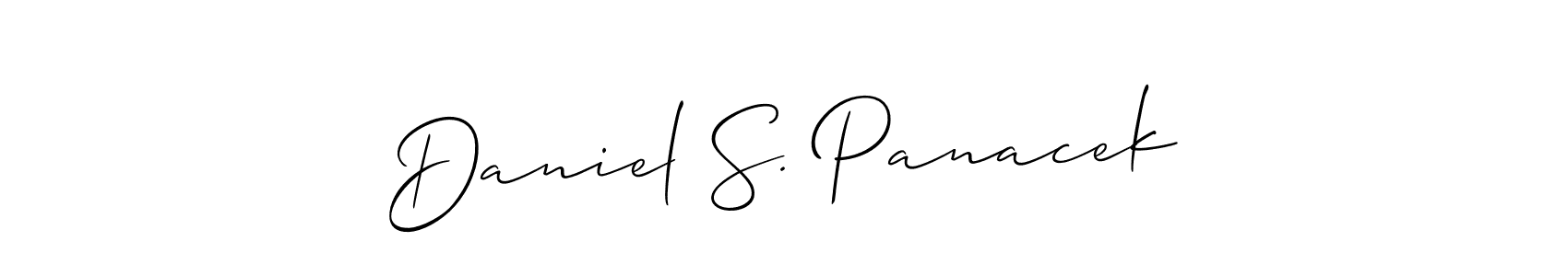 The best way (Allison_Script) to make a short signature is to pick only two or three words in your name. The name Daniel S. Panacek include a total of six letters. For converting this name. Daniel S. Panacek signature style 2 images and pictures png