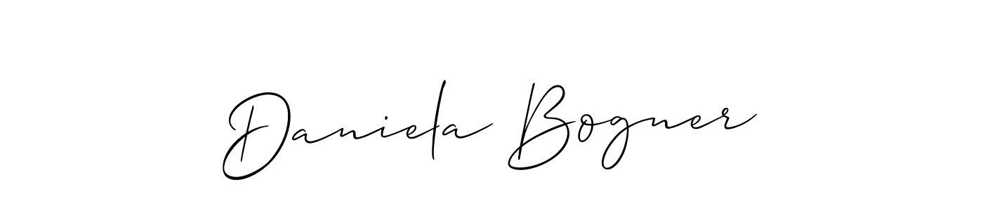 The best way (Allison_Script) to make a short signature is to pick only two or three words in your name. The name Daniela Bogner include a total of six letters. For converting this name. Daniela Bogner signature style 2 images and pictures png