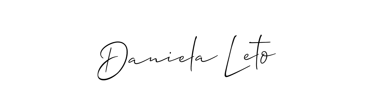 You should practise on your own different ways (Allison_Script) to write your name (Daniela Leto) in signature. don't let someone else do it for you. Daniela Leto signature style 2 images and pictures png