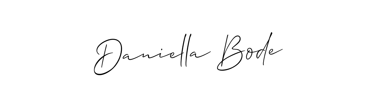 You should practise on your own different ways (Allison_Script) to write your name (Daniella Bode) in signature. don't let someone else do it for you. Daniella Bode signature style 2 images and pictures png