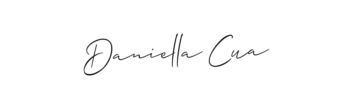 It looks lik you need a new signature style for name Daniella Cua. Design unique handwritten (Allison_Script) signature with our free signature maker in just a few clicks. Daniella Cua signature style 2 images and pictures png