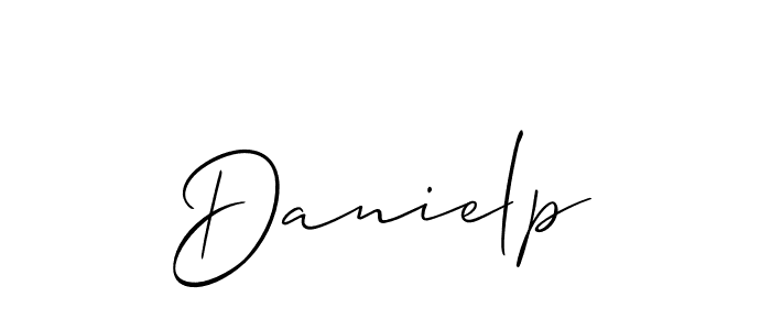 The best way (Allison_Script) to make a short signature is to pick only two or three words in your name. The name Danielp include a total of six letters. For converting this name. Danielp signature style 2 images and pictures png