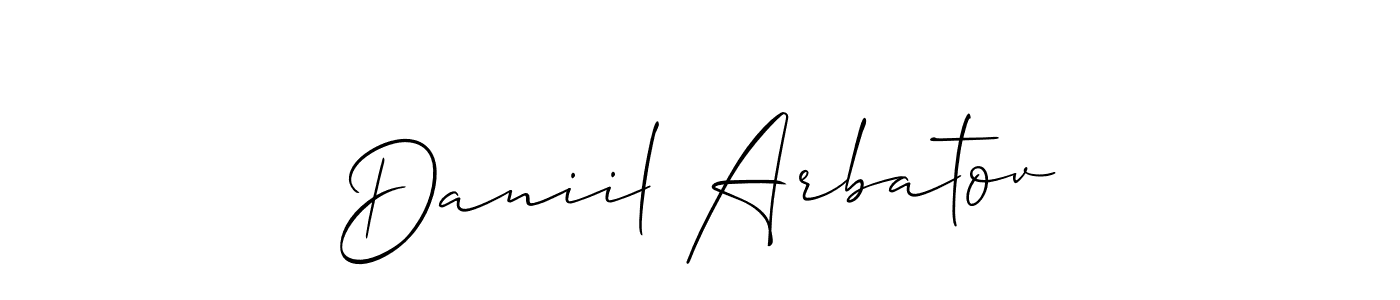 Allison_Script is a professional signature style that is perfect for those who want to add a touch of class to their signature. It is also a great choice for those who want to make their signature more unique. Get Daniil Arbatov name to fancy signature for free. Daniil Arbatov signature style 2 images and pictures png