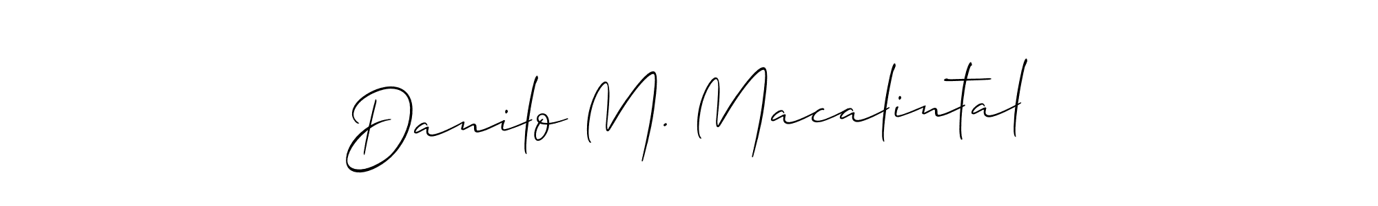 The best way (Allison_Script) to make a short signature is to pick only two or three words in your name. The name Danilo M. Macalintal include a total of six letters. For converting this name. Danilo M. Macalintal signature style 2 images and pictures png