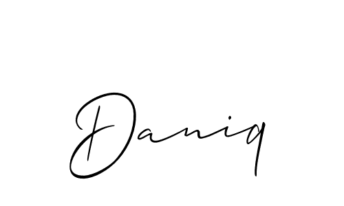 Daniq stylish signature style. Best Handwritten Sign (Allison_Script) for my name. Handwritten Signature Collection Ideas for my name Daniq. Daniq signature style 2 images and pictures png