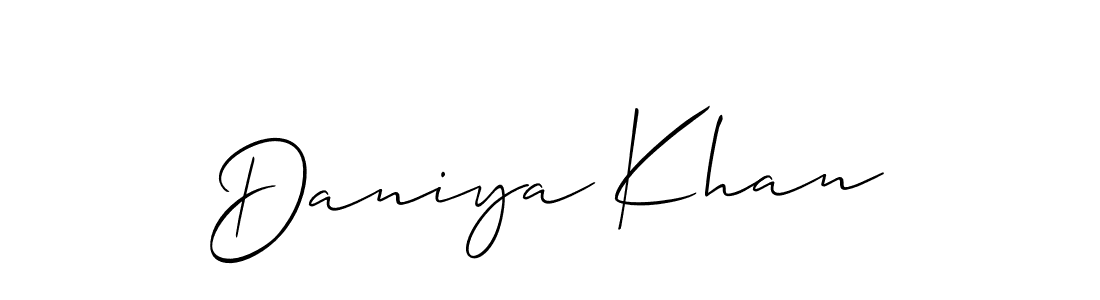 This is the best signature style for the Daniya Khan name. Also you like these signature font (Allison_Script). Mix name signature. Daniya Khan signature style 2 images and pictures png