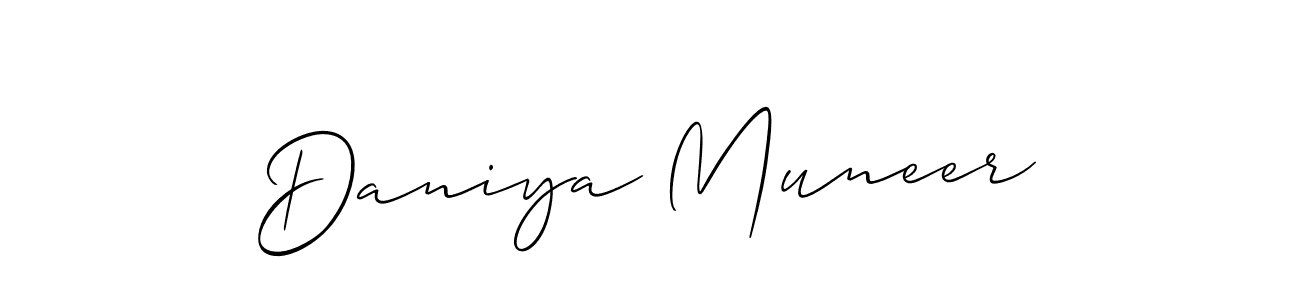 Make a beautiful signature design for name Daniya Muneer. With this signature (Allison_Script) style, you can create a handwritten signature for free. Daniya Muneer signature style 2 images and pictures png