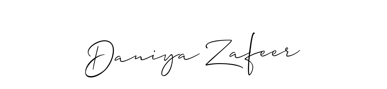 Create a beautiful signature design for name Daniya Zafeer. With this signature (Allison_Script) fonts, you can make a handwritten signature for free. Daniya Zafeer signature style 2 images and pictures png
