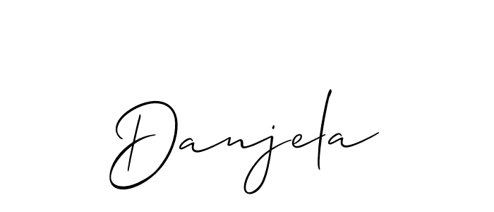 Use a signature maker to create a handwritten signature online. With this signature software, you can design (Allison_Script) your own signature for name Danjela. Danjela signature style 2 images and pictures png