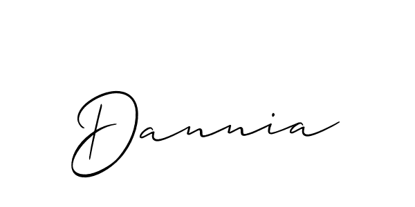 The best way (Allison_Script) to make a short signature is to pick only two or three words in your name. The name Dannia include a total of six letters. For converting this name. Dannia signature style 2 images and pictures png