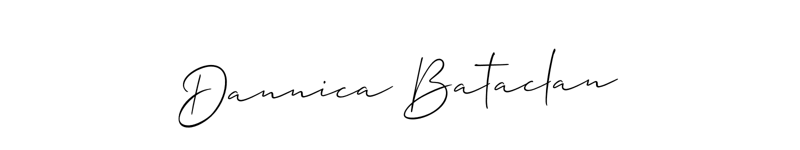 How to make Dannica Bataclan name signature. Use Allison_Script style for creating short signs online. This is the latest handwritten sign. Dannica Bataclan signature style 2 images and pictures png