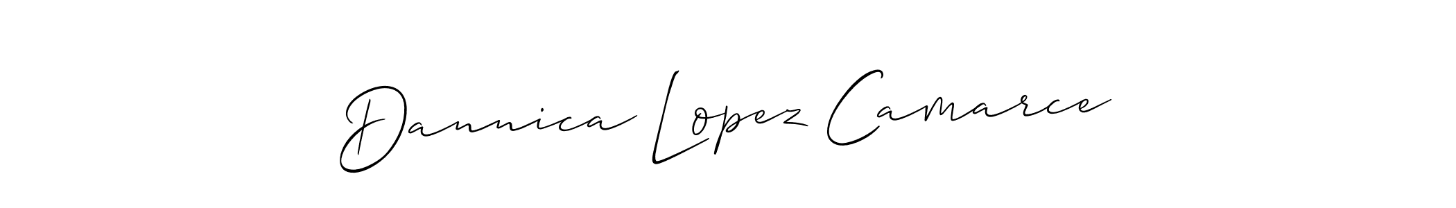 Create a beautiful signature design for name Dannica Lopez Camarce. With this signature (Allison_Script) fonts, you can make a handwritten signature for free. Dannica Lopez Camarce signature style 2 images and pictures png