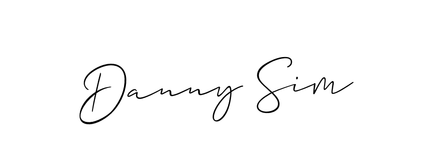 The best way (Allison_Script) to make a short signature is to pick only two or three words in your name. The name Danny Sim include a total of six letters. For converting this name. Danny Sim signature style 2 images and pictures png