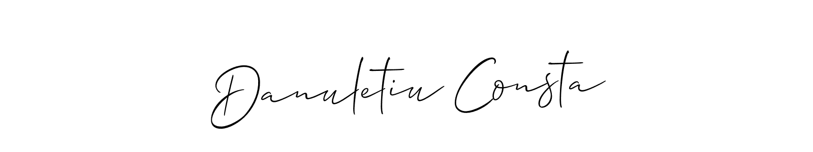 The best way (Allison_Script) to make a short signature is to pick only two or three words in your name. The name Danuletiu Consta include a total of six letters. For converting this name. Danuletiu Consta signature style 2 images and pictures png