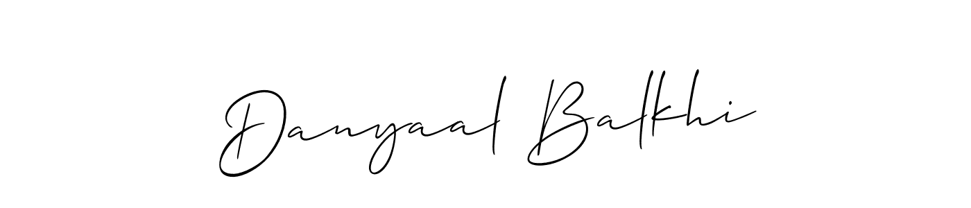 Make a beautiful signature design for name Danyaal Balkhi. With this signature (Allison_Script) style, you can create a handwritten signature for free. Danyaal Balkhi signature style 2 images and pictures png